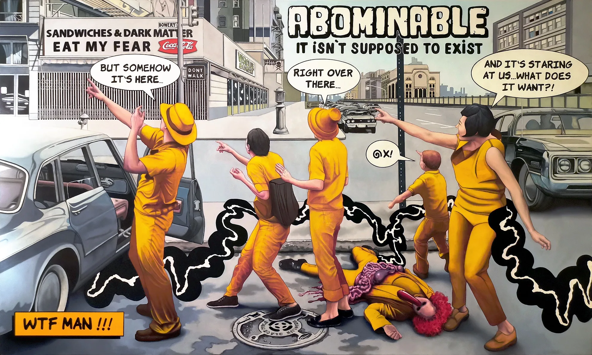 Dead Clown Town, Predrag Damjanović, kombinovana tehnika na platnu