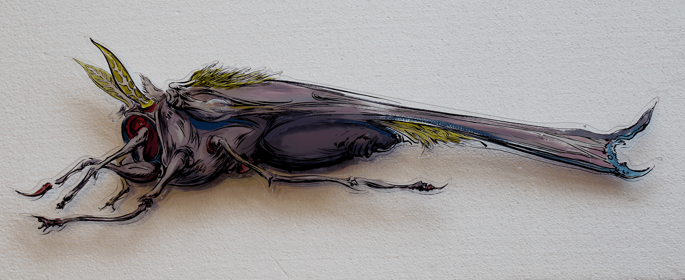 The moth 5, Vladimir Lalić, mastilo i akril na pleksiglasu