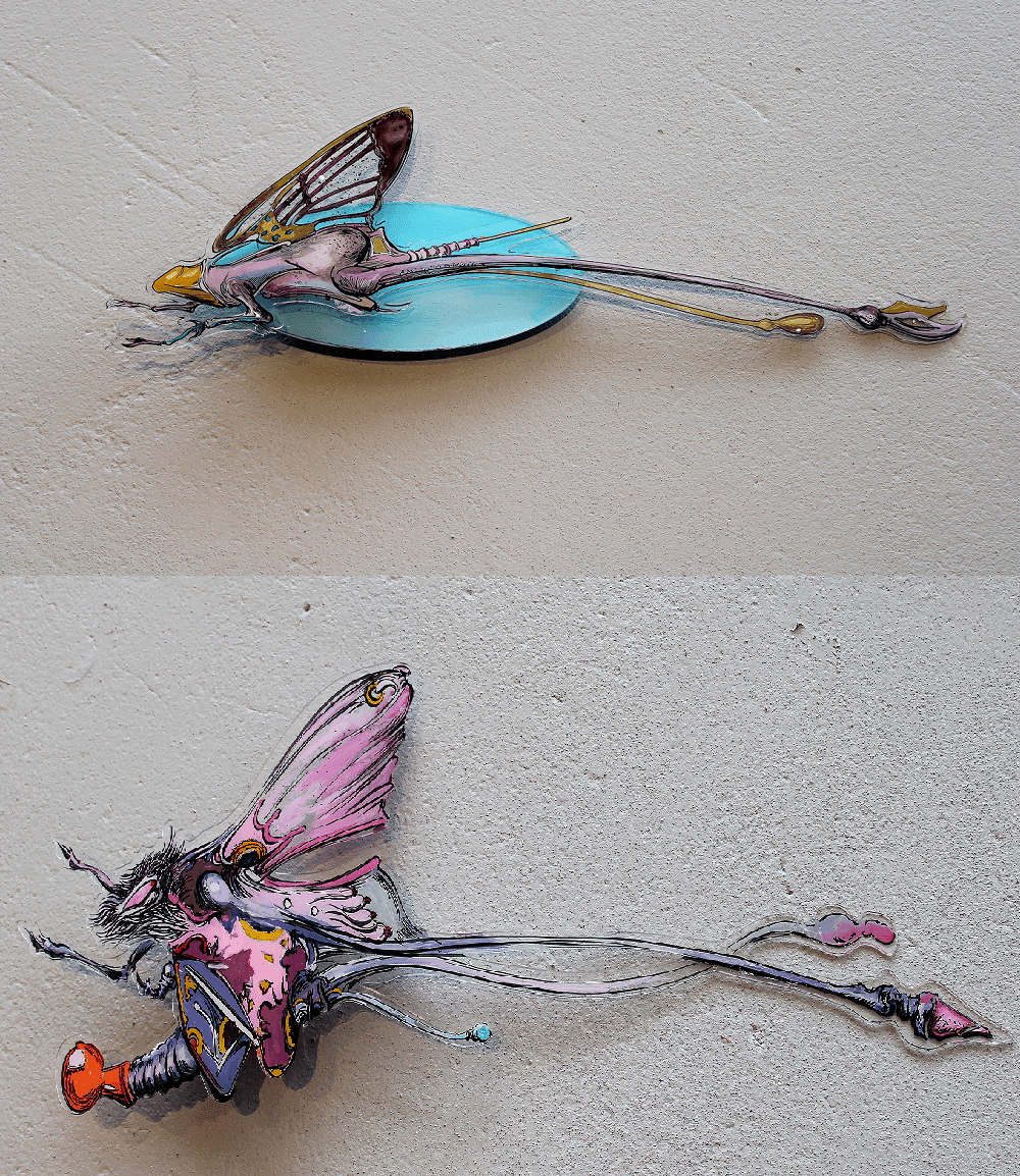 The moth 3, Vladimir Lalić, mastilo i akril na pleksiglasu