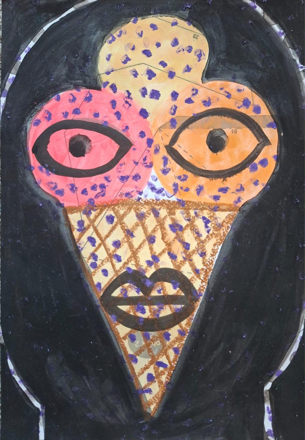 Bez naziva 10, Biljana Vilimon, kombinovana tehnika na papiru