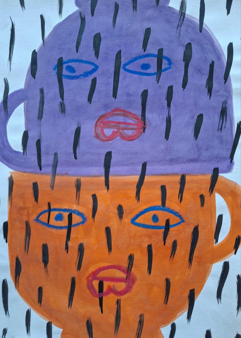 Bez naziva 7, Biljana Vilimon, kombinovana tehnika na papiru