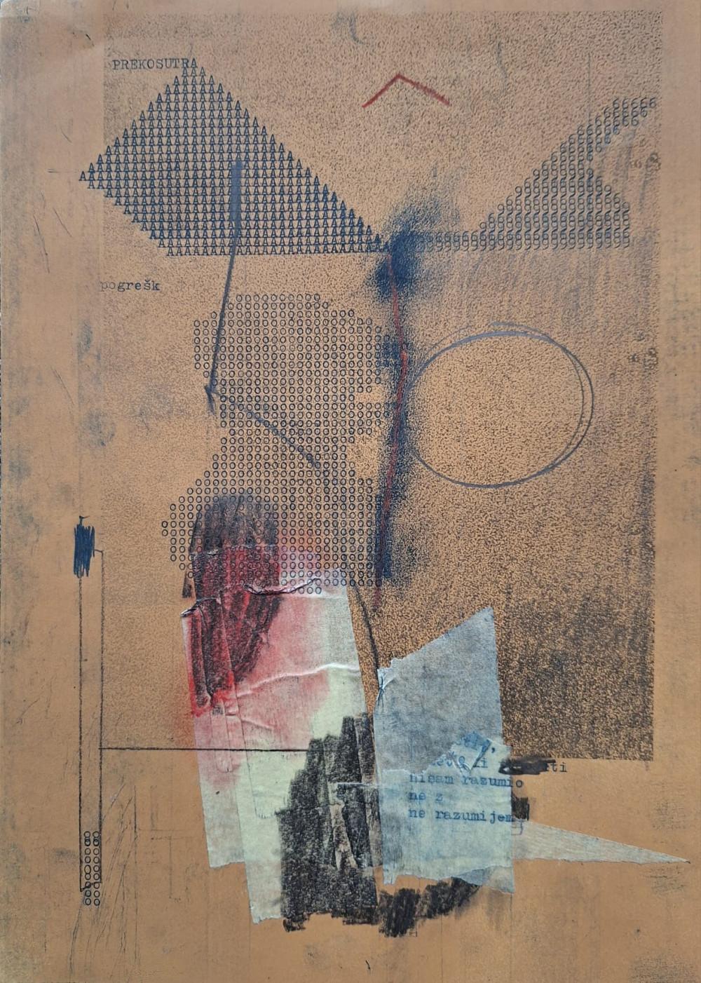 Rad na papiru Bez naziva 2, Miloš Zoe, kombinovana tehnika