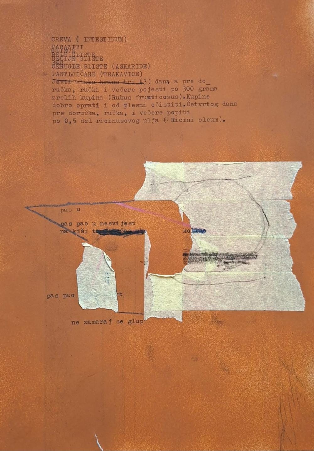 Rad na papiru Bez naziva 3, Miloš Zoe, kombinovana tehnika