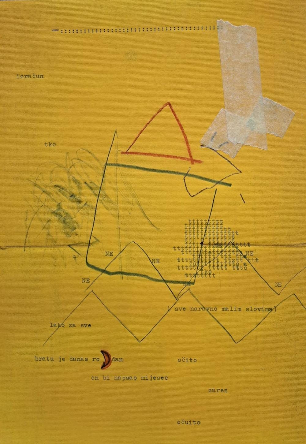 Rad na papiru Bez naziva 5, Miloš Zoe, kombinovana tehnika