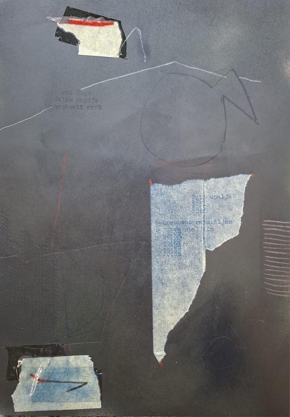 Rad na papiru Bez naziva 6, Miloš Zoe, kombinovana tehnika