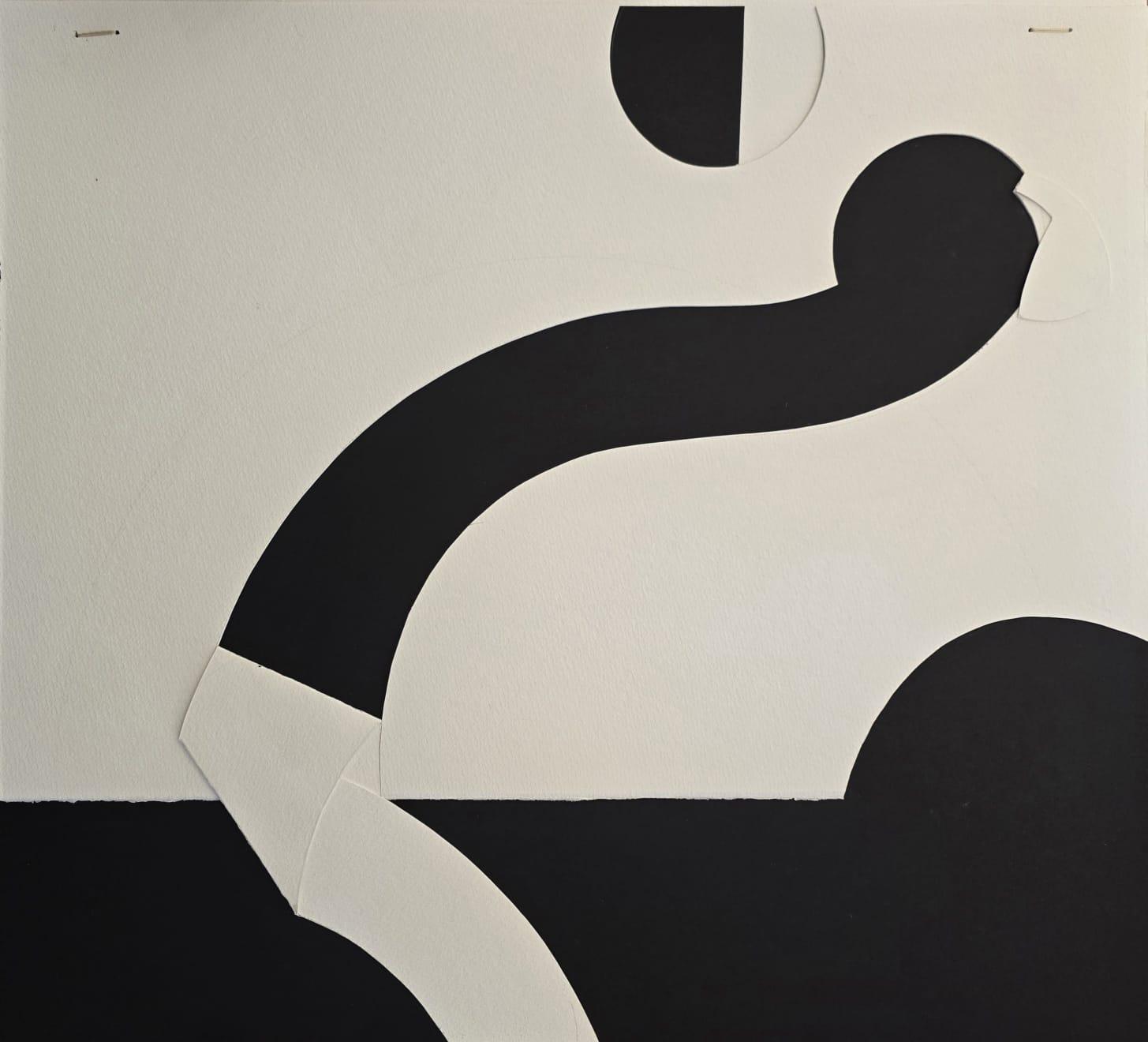 Bez naziva 6, Saša Pančić, tuš i kolaž na ručno radjenom papiru