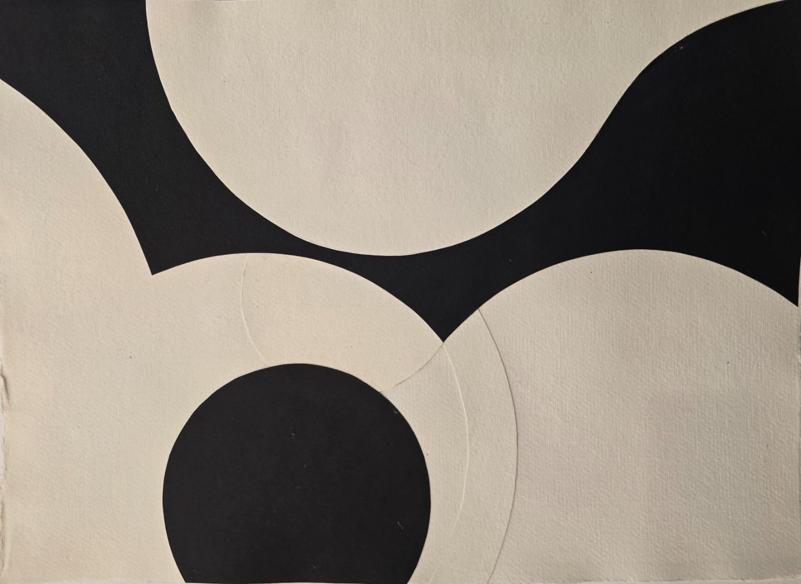 Bez naziva 7, Saša Pančić, tuš i kolaž na ručno radjenom papiru