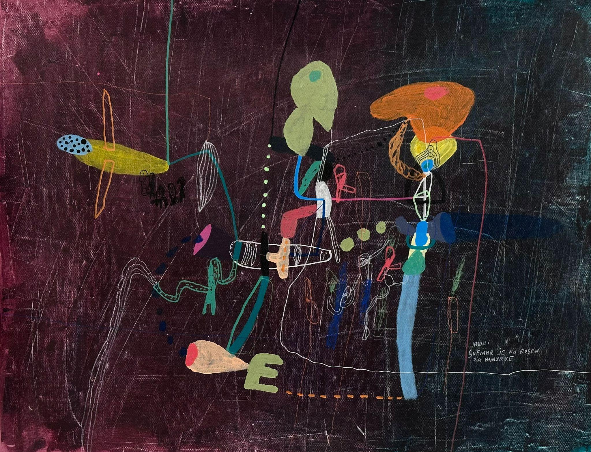 Svemir je ko rodjen za žmurke, Joškin Šiljan, akril na platnu