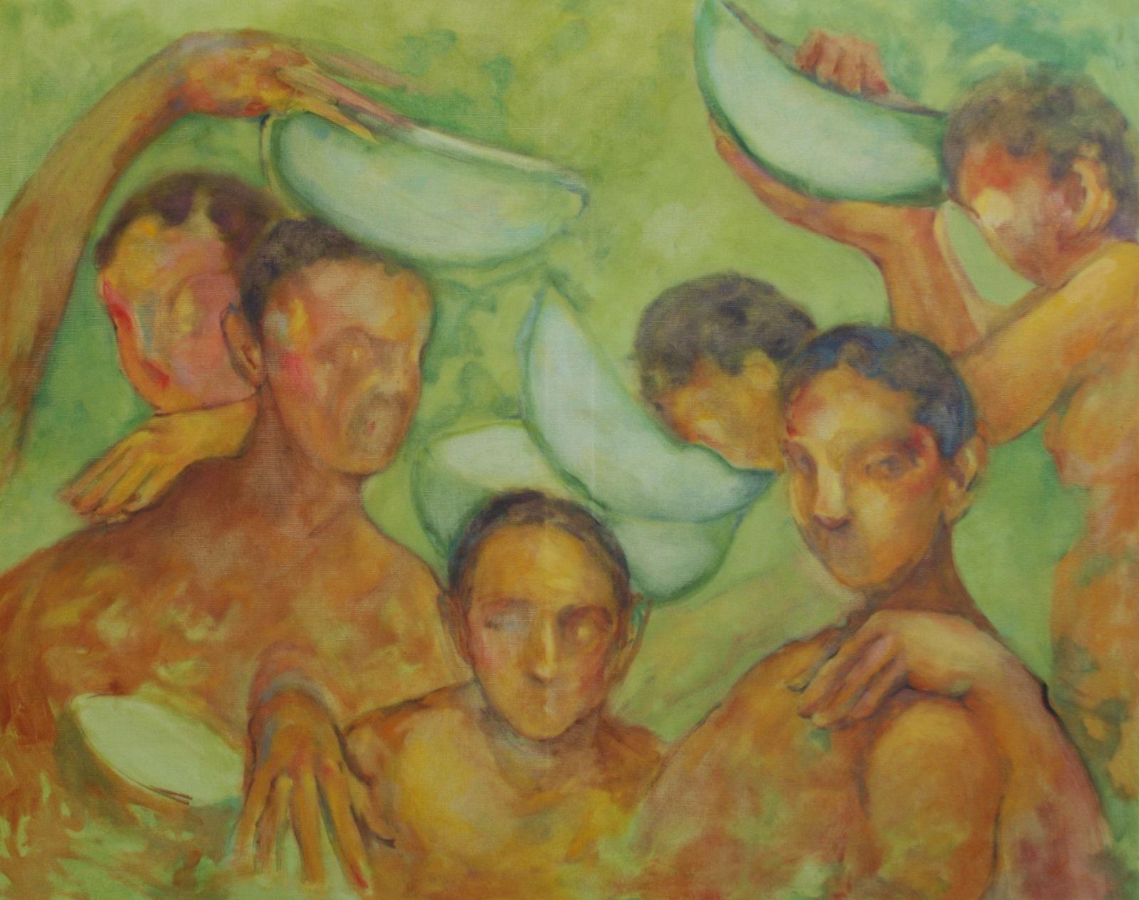 Figure composition II, Sara Lasram, ulje na platnu