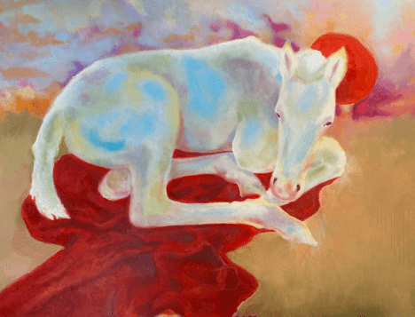 The eye is heavy in the womb, Mina Margo Spasić, ulje na platnu